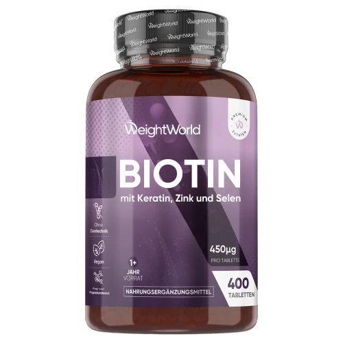 Biotin Komplex mit Keratin, Selen &amp; Zink - 400 Vegane Tabletten für Haar, Haut &amp; Nägel