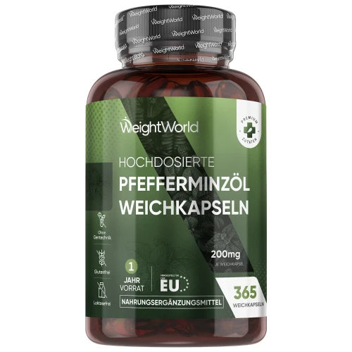 Mundgeruch loswerden mit Pfefferminzöl Softgels  365 Stück  Gegen Mundgeruch und Magenbeschwerden  WeightWorld