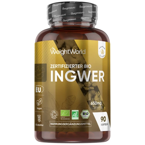 Bio Ingwer Kapseln  90 Kapseln, 650 mg pro Dosis  Online bestellen