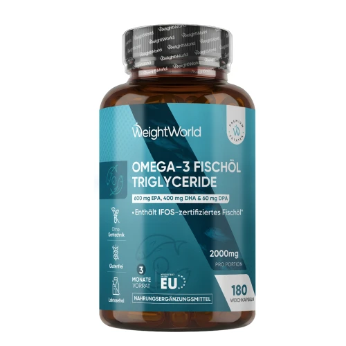 Omega-3 Fischöl in Triglyceridform  180 Stück  WeightWorld